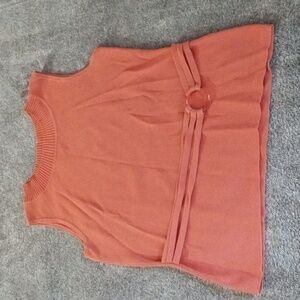Dress Barn orange mock neck shell with ring detail